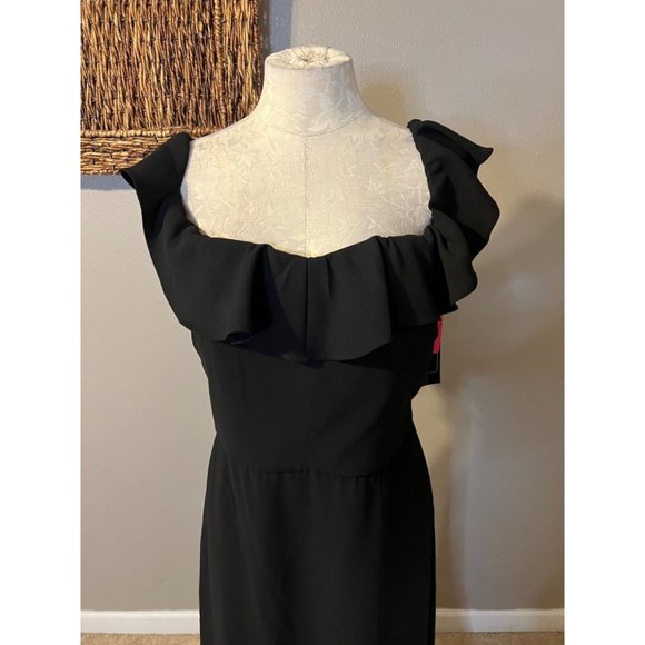 MSK Maxi Long Dress XL Black Flutter Off Shoulder Washable Wedding Cruise NWT - Picture 10 of 13